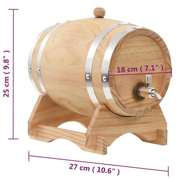 Wine Barrel with Tap Solid Pinewood – 6 L