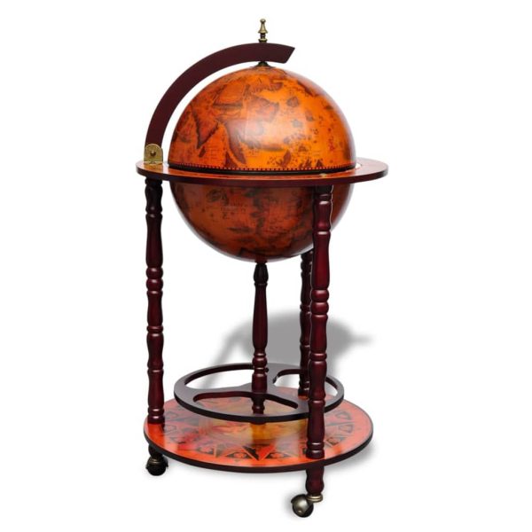 Globe Bar Wine Stand Eucalyptus Wood – Brown