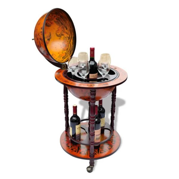 Globe Bar Wine Stand Eucalyptus Wood – Brown