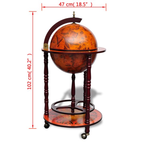 Globe Bar Wine Stand Eucalyptus Wood – Brown