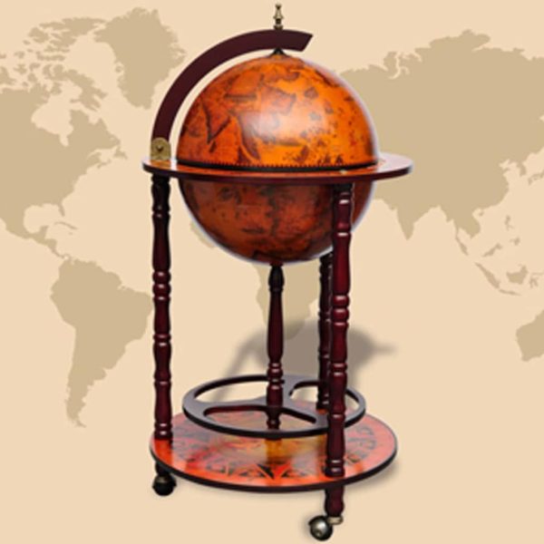 Globe Bar Wine Stand Eucalyptus Wood – Brown