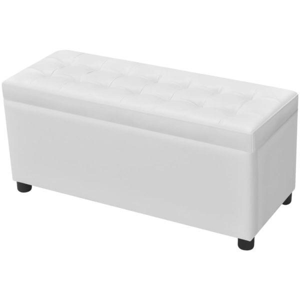 Storage Ottoman Artificial Leather – White