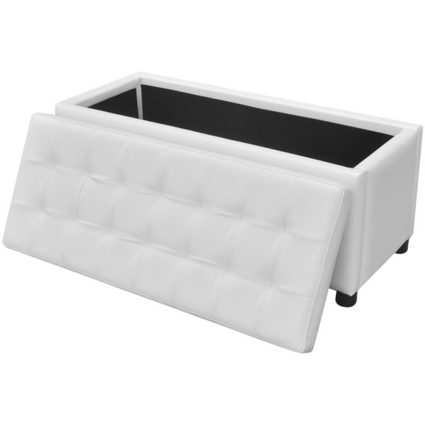 Storage Ottoman Artificial Leather – White