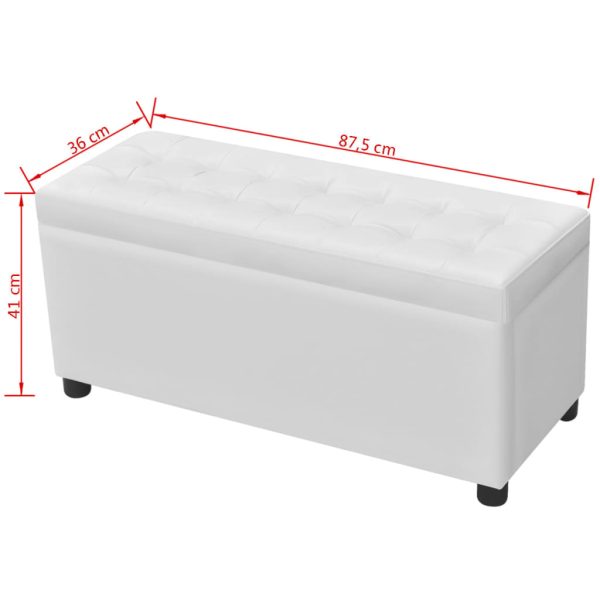 Storage Ottoman Artificial Leather – White