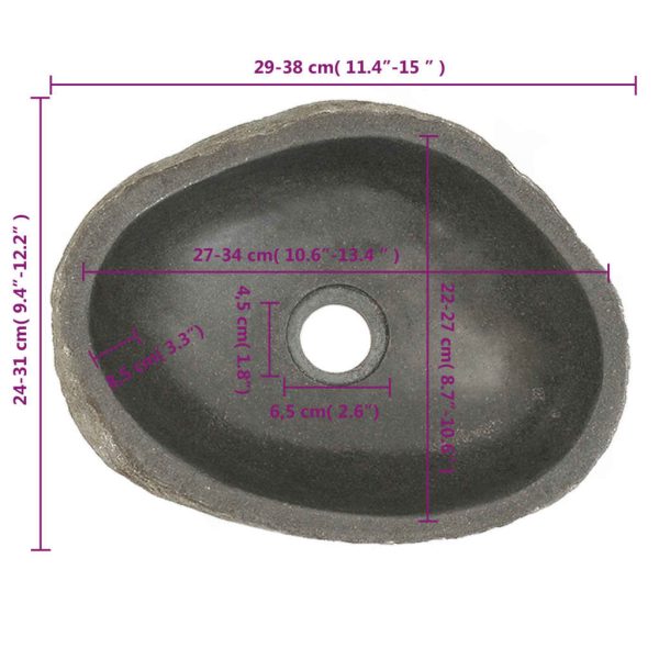 Basin River Stone Oval – (29-38)x(24-31)x12 cm