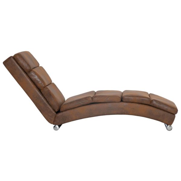 Chaise Longue Faux Suede Leather – Brown