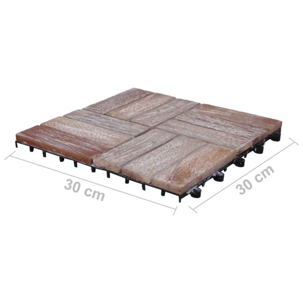 Decking Tiles 11 pcs 30×30 cm Solid Reclaimed Wood