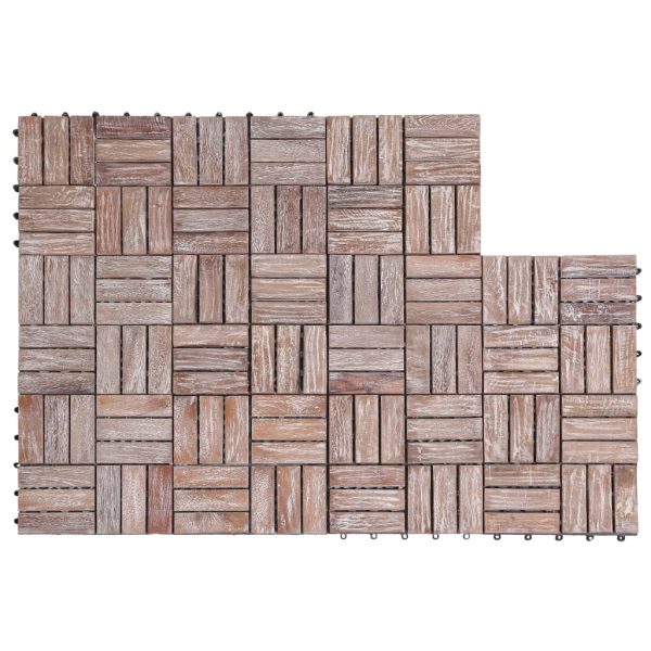 Decking Tiles 11 pcs 30×30 cm Solid Reclaimed Wood