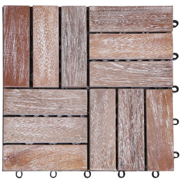 Decking Tiles 11 pcs 30×30 cm Solid Reclaimed Wood