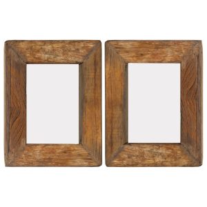 Photo Frames 2 pcs Solid Reclaimed Wood and Glass