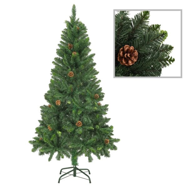 Artificial Christmas Tree with Pine Cones – 150×89 cm, Green