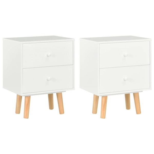 Eureka Bedside Cabinets 2 pcs 40x30x50 cm Solid Pinewood – White