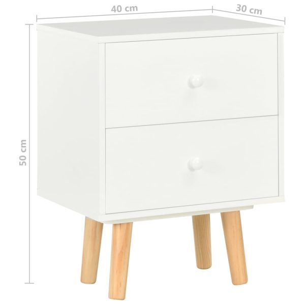 Eureka Bedside Cabinets 2 pcs 40x30x50 cm Solid Pinewood – White