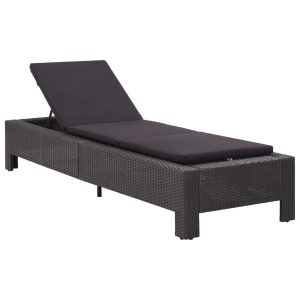 Sunbed with Cushion Poly Rattan