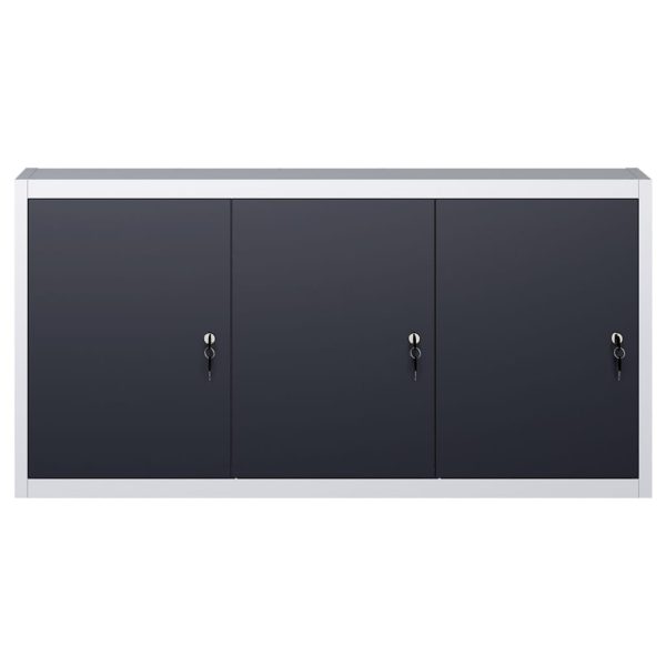 Wall Mounted Tool Cabinet Industrial Style Metal Grey and Black – 120x19x60 cm