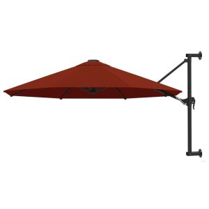 Wall-Mounted Parasol with Metal Pole 300 cm – Terracotta