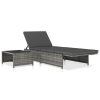 Sun Loungers 2 pcs with Table Poly Rattan – Grey