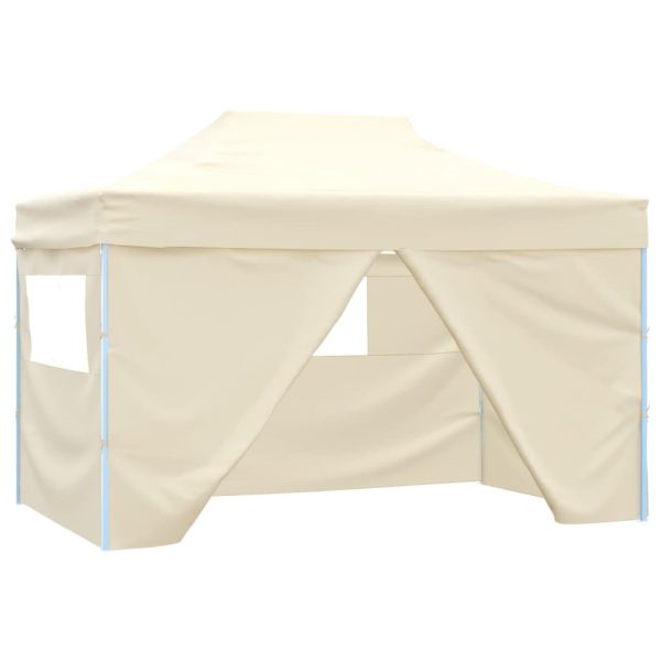 Professional Folding Party Tent with 4 Sidewalls 3×4 m Steel – Cream