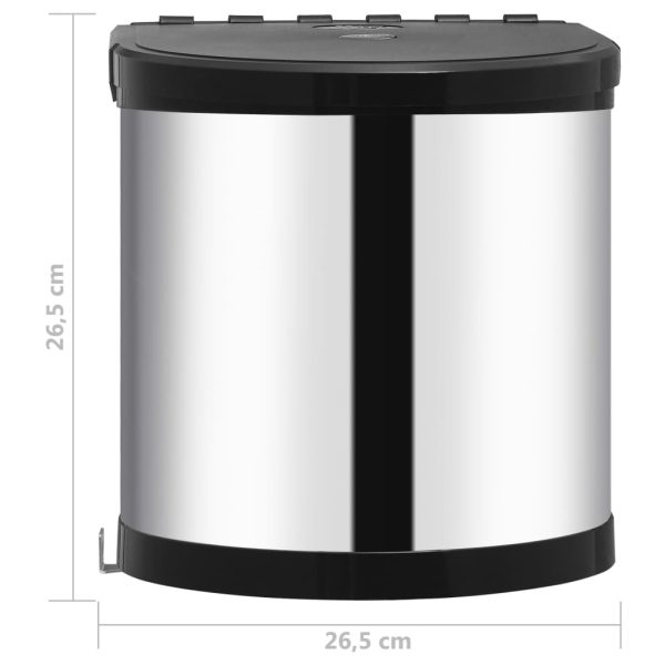 Kitchen Built-in Dust Bin Stainless Steel – 26.5×26.5 cm, Black and Silver