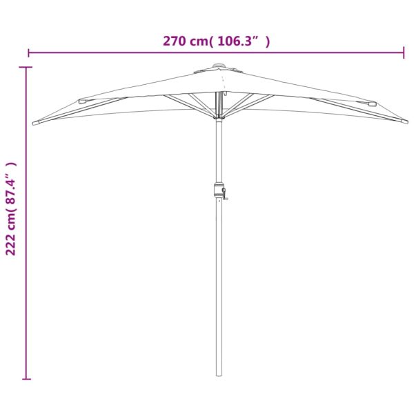 Balcony Parasol with Aluminium Pole 270×135 cm Half – Terracotta