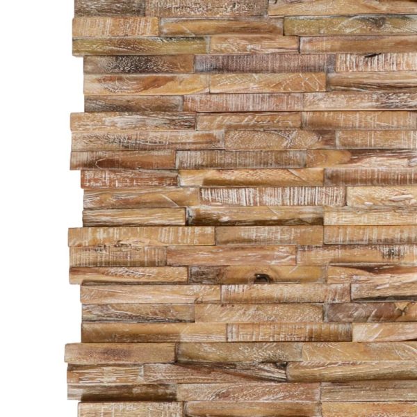 3D Wall Cladding Panels 10 pcs Solid Teak Wood – 56x18x2 cm