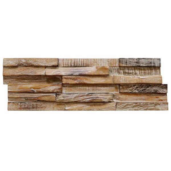 3D Wall Cladding Panels 10 pcs Solid Teak Wood – 56x18x2 cm