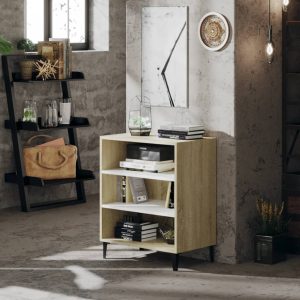 Sideboard 57x35x70 cm Engineered Wood – White and Sonoma Oak