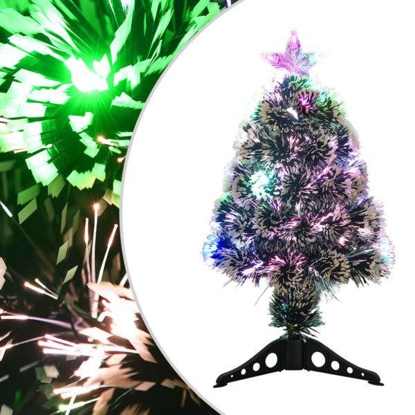 Christmas Tree with LEDs Green and White Fibre Optic – 64×33 cm