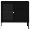 Sideboard Black 75x35x70 cm Steel and Tempered Glass