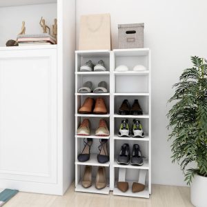 Shoe Cabinet 27.5x27x102 cm Engineered Wood – White, 2