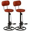 Bar Stools 2 pcs and Real Goat Leather – Black and Brown