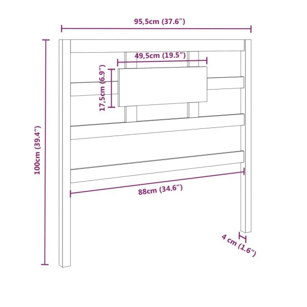 Bed Headboard Solid Wood Pine – 95.5x4x100 cm, Brown