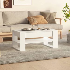 Coffee Table 102x55x45 cm Engineered Wood – White