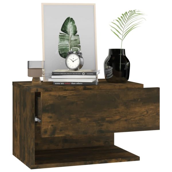 Cheney Wall-mounted Bedside Cabinet – Smoked Oak, 2