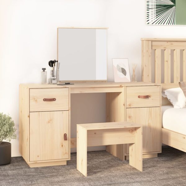 Dressing Table Set with a Mirror Solid Wood Pine