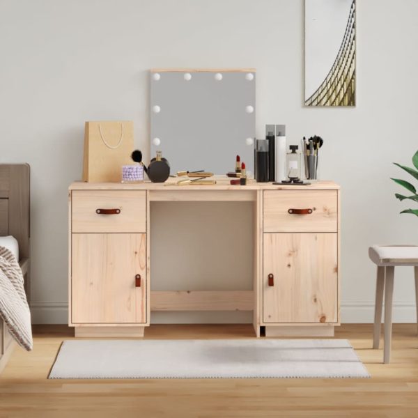 Dressing Table Set with LED Solid Wood Pine