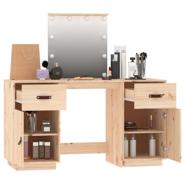 Dressing Table Set with LED Solid Wood Pine