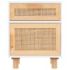 Delano Bedside Cabinets 2 pcs Solid Wood Pine and Natural Rattan – White