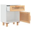 Delano Bedside Cabinets 2 pcs Solid Wood Pine and Natural Rattan – White