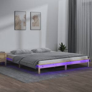 LED Bed Frame Solid Wood