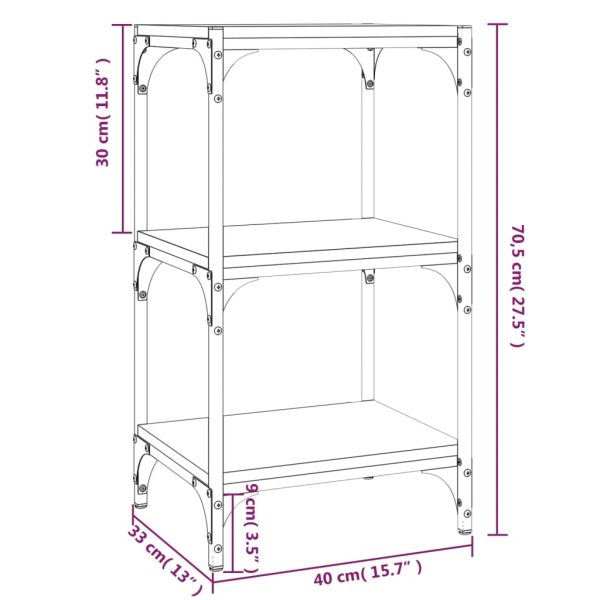 Book Cabinet Engineered Wood and Steel – 40x33x70.5 cm, Black