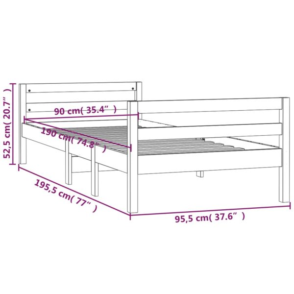 Wallaroo Bed Frame 92×187 cm Single Bed Size Solid Wood Pine – Brown