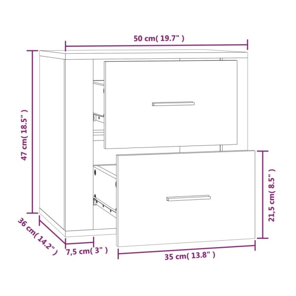 Detroit Wall-mounted Bedside Cabinet 50x36x47 cm – White