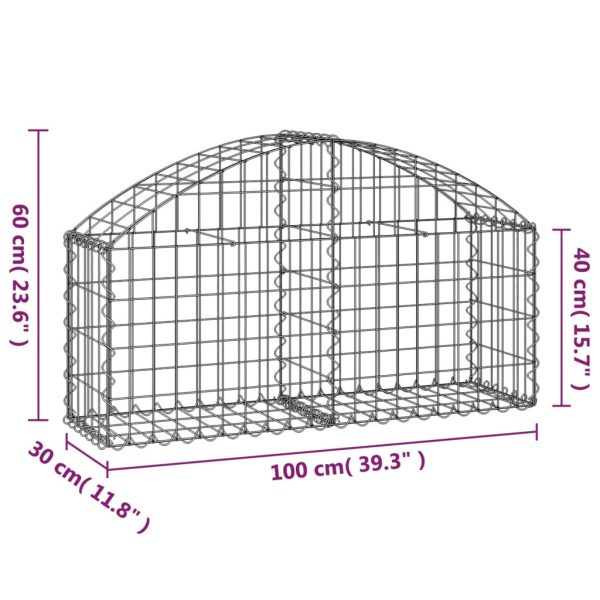 Arched Gabion Basket Galvanised Iron – 100x30x40/60 cm