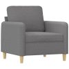 Hewitt Sofa Chair with Footstool Fabric – Light Grey