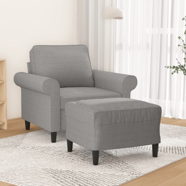 Escondido Sofa Chair with Footstool Fabric – Light Grey