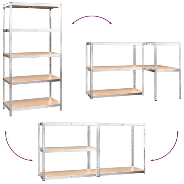 5-Layer Heavy-duty Shelves Steel&Engineered Wood – Silver, 2