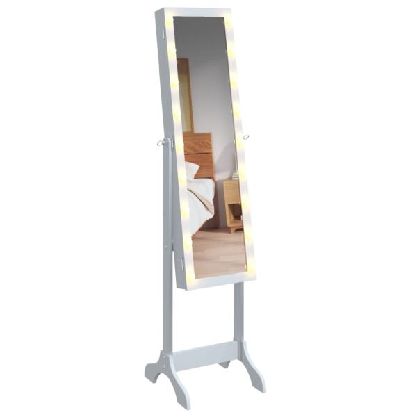 Free-Standing Mirror with LED White 34x37x146 cm