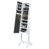 Free-Standing Mirror with LED White 34x37x146 cm