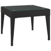 Side Table 50x50x38 cm Poly Rattan and Tempered Glass – Black